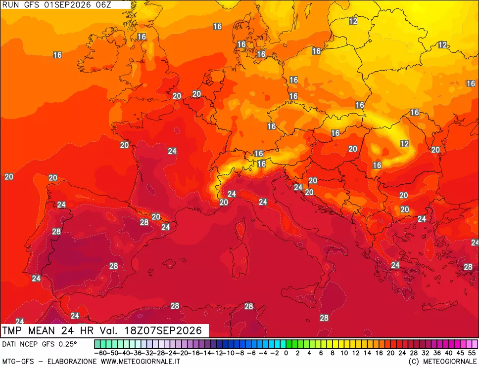 mappa Temperatura media 24 ore