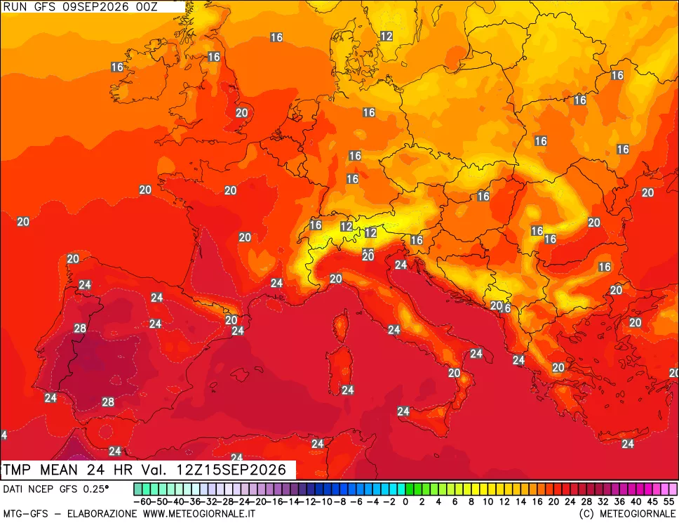 mappa Temperatura media 24 ore