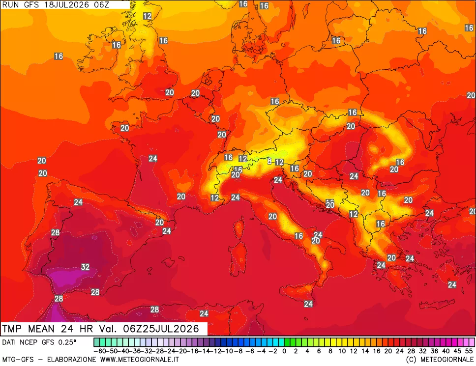 mappa Temperatura media 24 ore