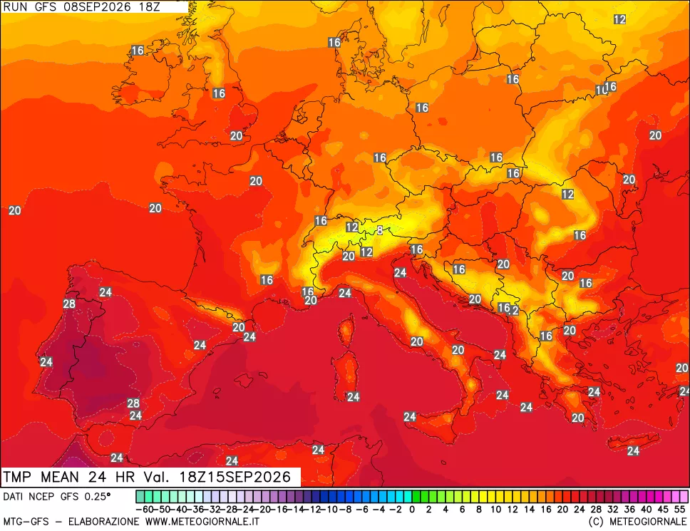 mappa Temperatura media 24 ore