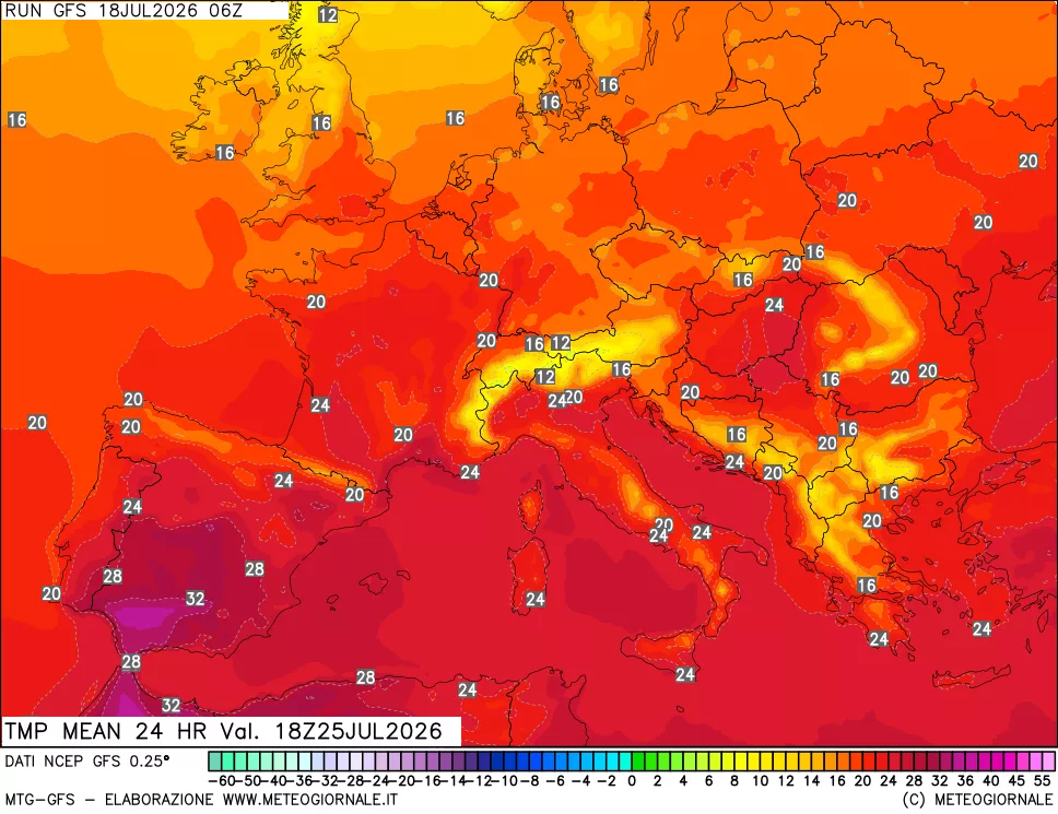 mappa Temperatura media 24 ore