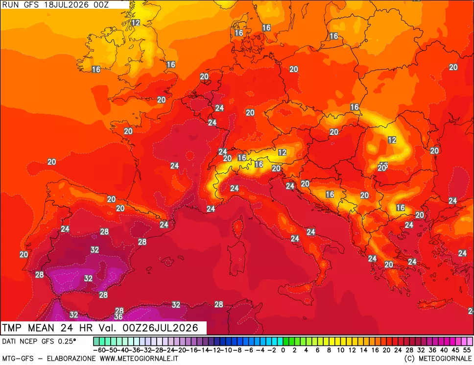 mappa Temperatura media 24 ore