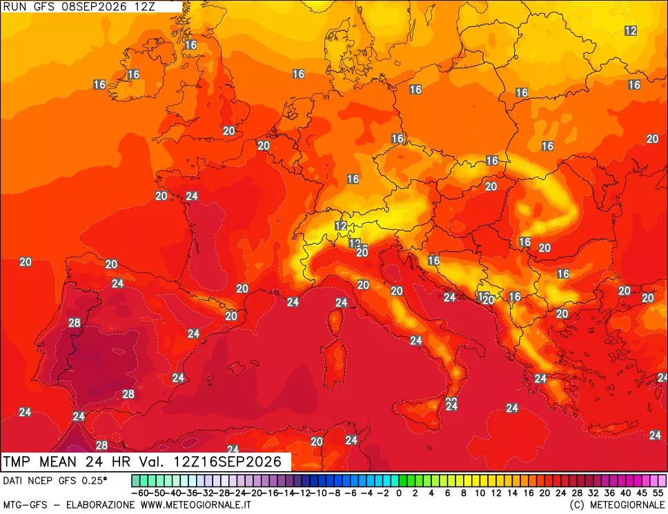 mappa Temperatura media 24 ore