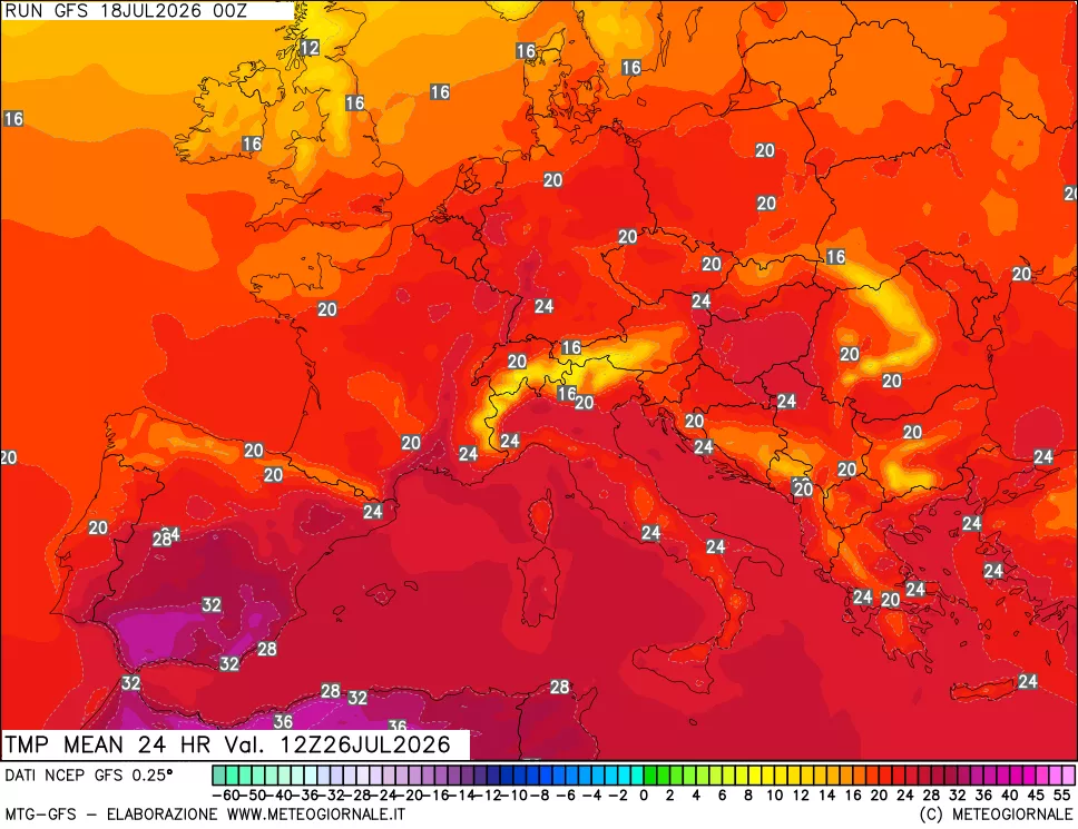mappa Temperatura media 24 ore