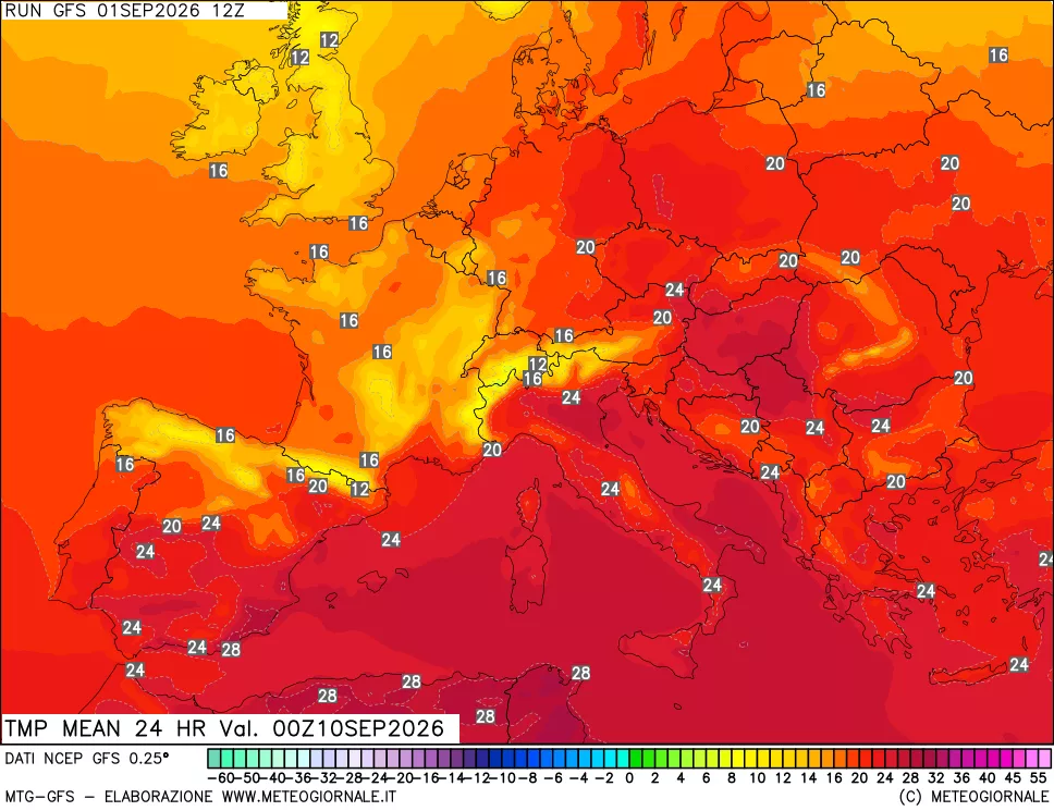 mappa Temperatura media 24 ore