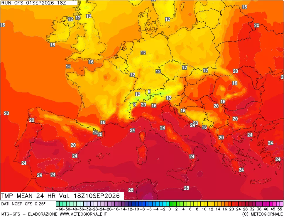 mappa Temperatura media 24 ore