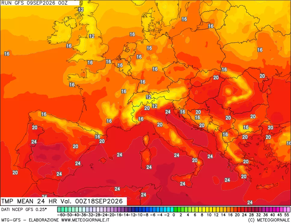 mappa Temperatura media 24 ore