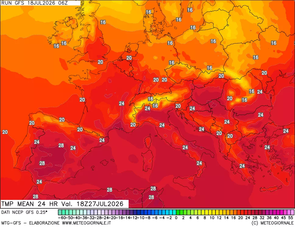 mappa Temperatura media 24 ore