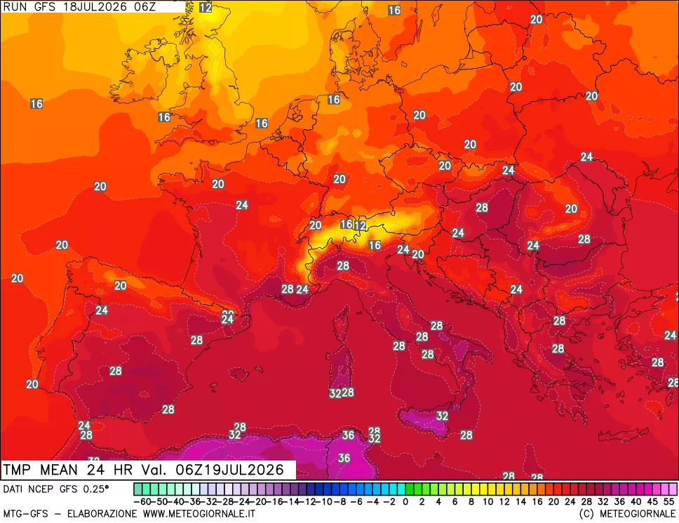 mappa Temperatura media 24 ore