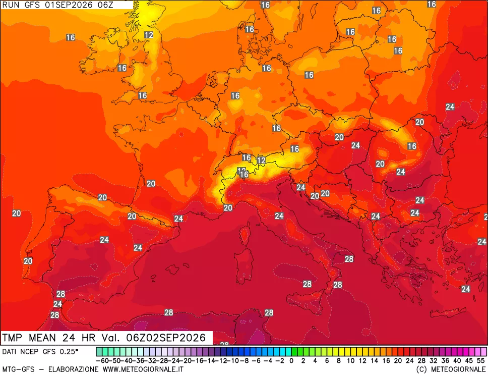 mappa Temperatura media 24 ore