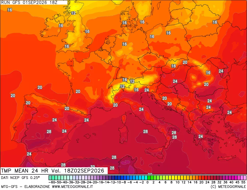 mappa Temperatura media 24 ore