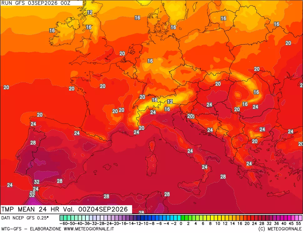 mappa Temperatura media 24 ore
