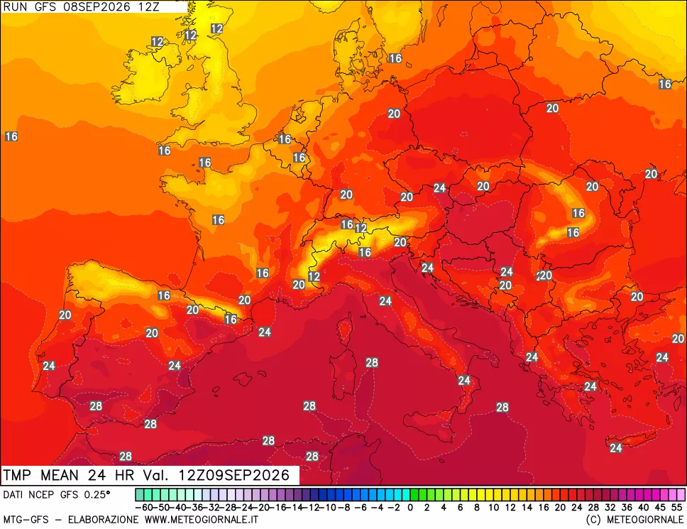 mappa Temperatura media 24 ore