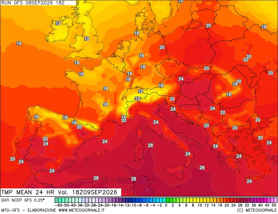 mappa Temperatura media 24 ore