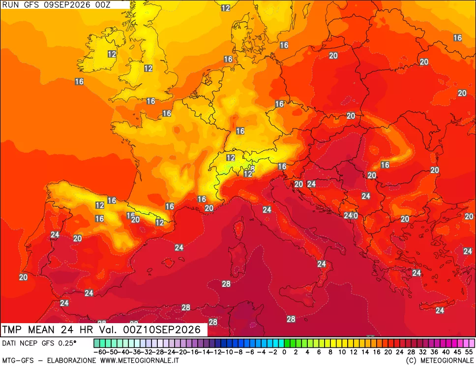 mappa Temperatura media 24 ore