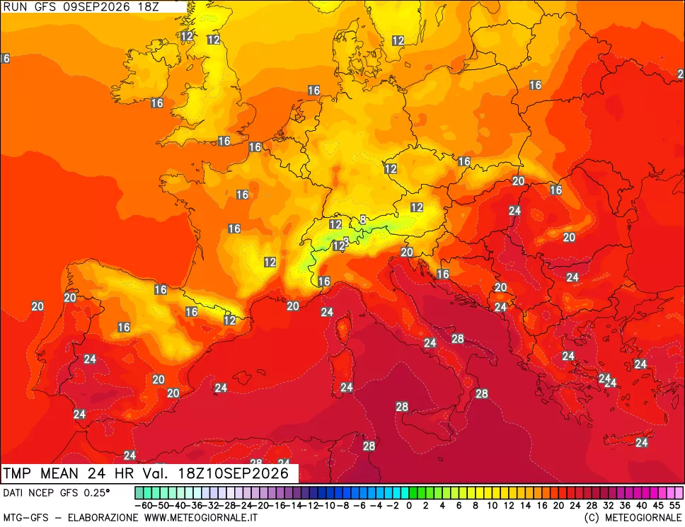 mappa Temperatura media 24 ore