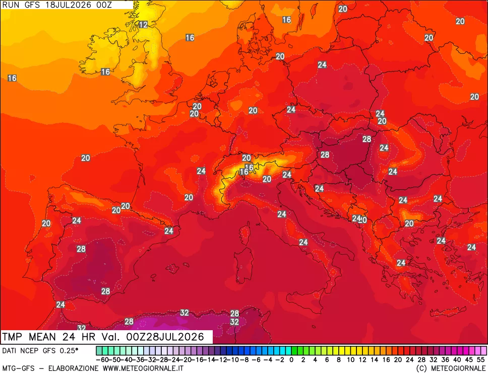 mappa Temperatura media 24 ore