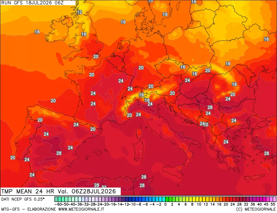 mappa Temperatura media 24 ore