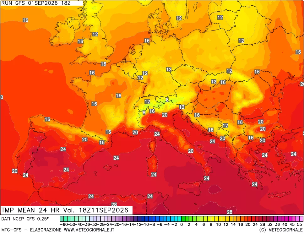 mappa Temperatura media 24 ore