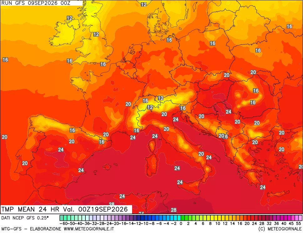 mappa Temperatura media 24 ore