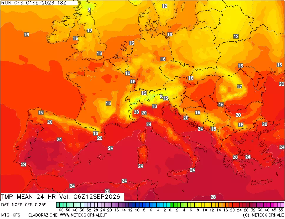 mappa Temperatura media 24 ore