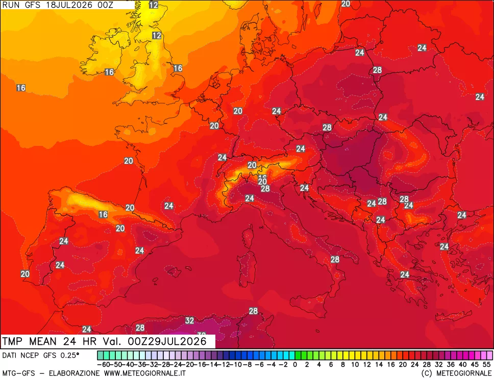 mappa Temperatura media 24 ore