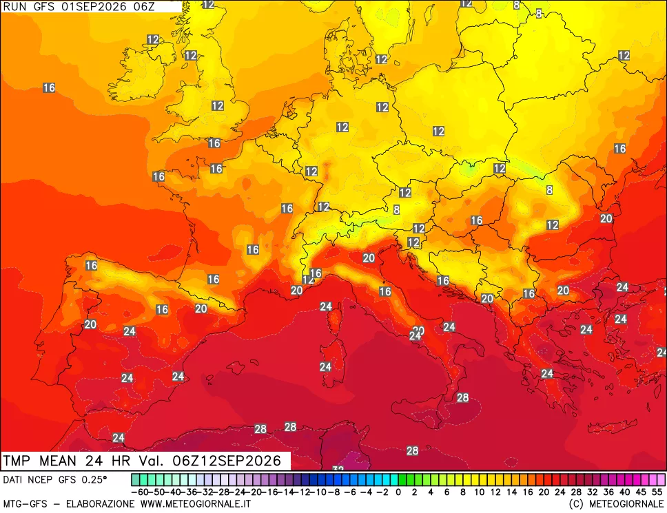 mappa Temperatura media 24 ore
