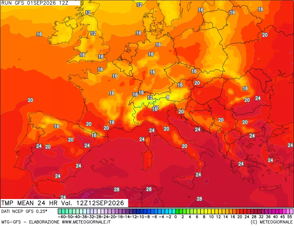 mappa Temperatura media 24 ore