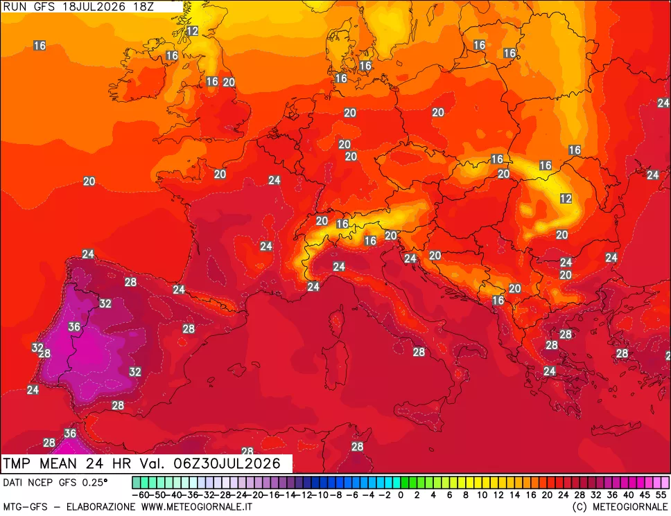 mappa Temperatura media 24 ore