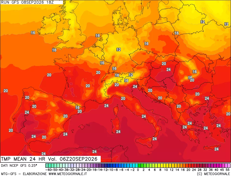 mappa Temperatura media 24 ore