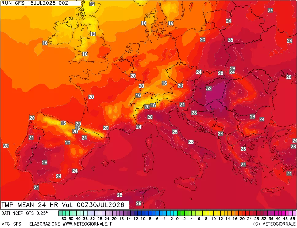 mappa Temperatura media 24 ore