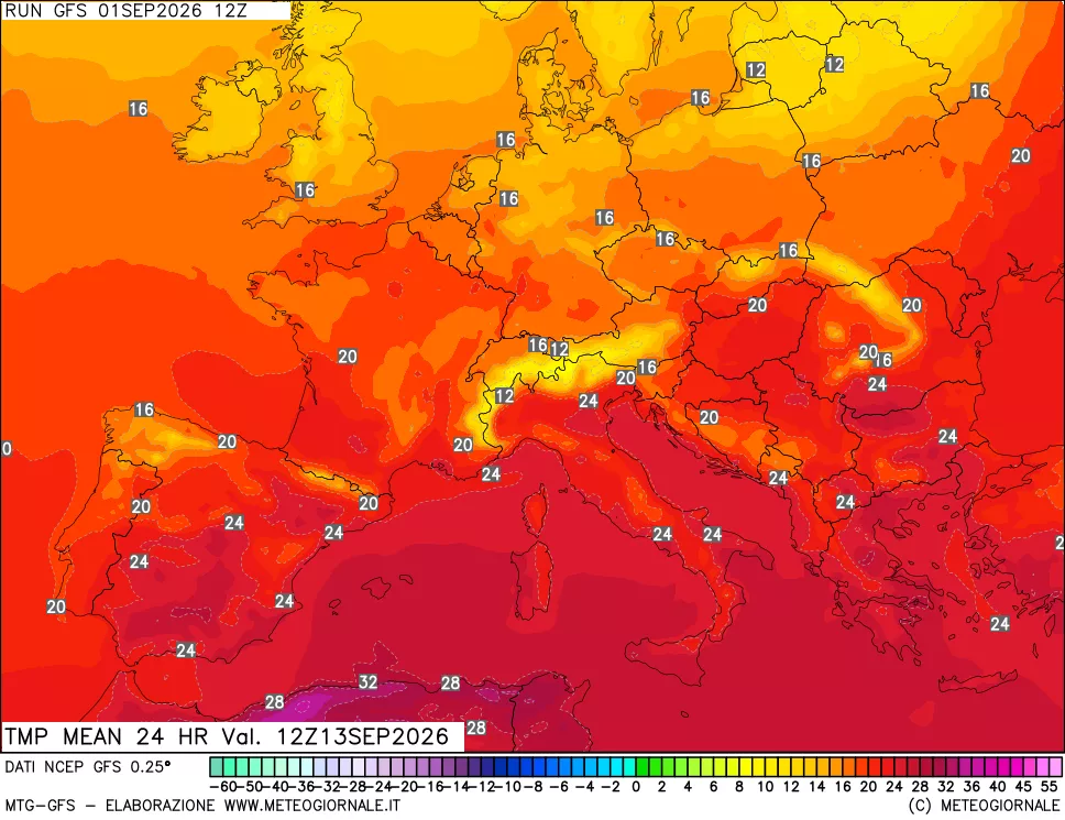 mappa Temperatura media 24 ore