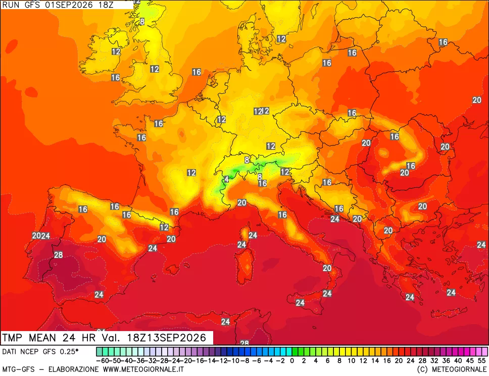 mappa Temperatura media 24 ore