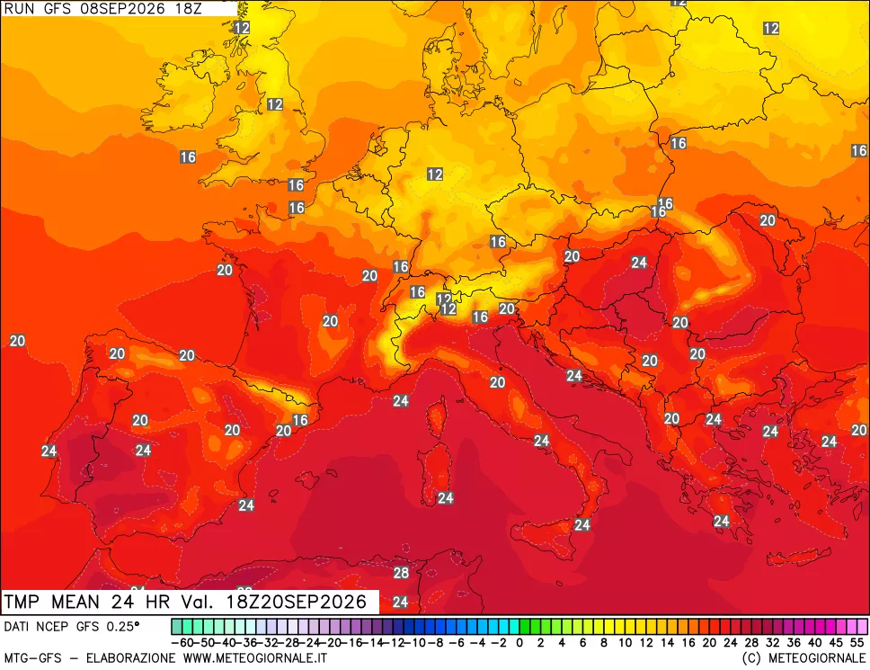 mappa Temperatura media 24 ore