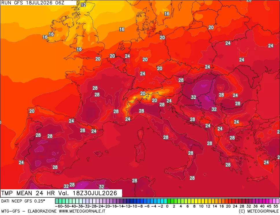 mappa Temperatura media 24 ore