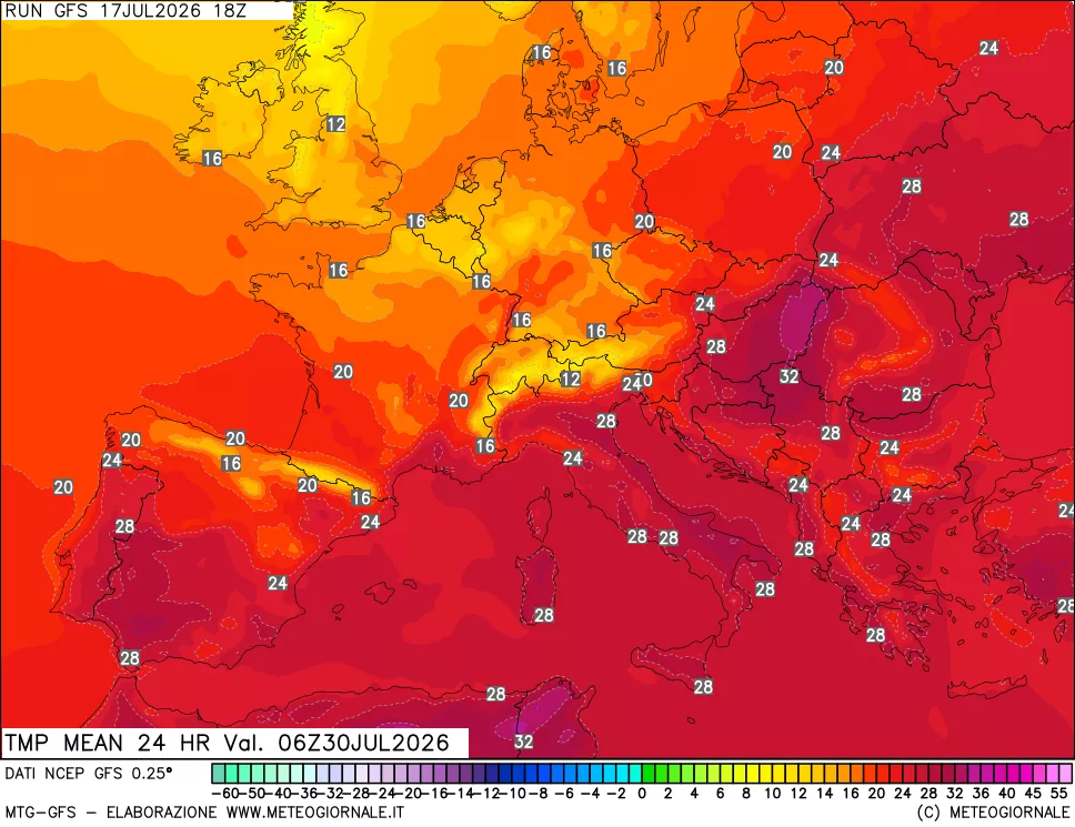 mappa Temperatura media 24 ore