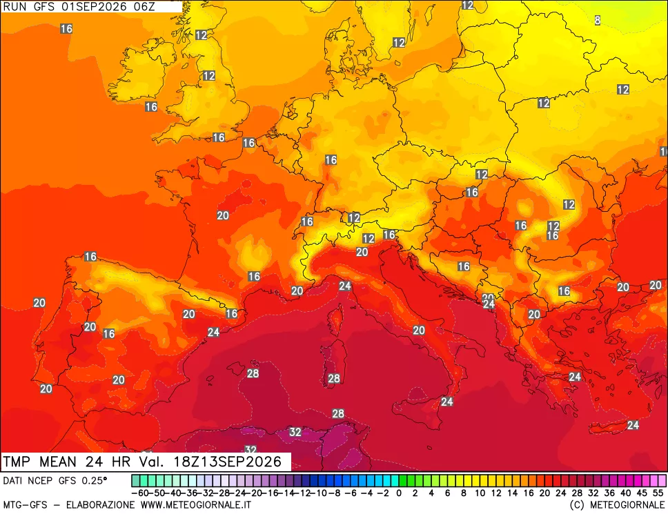 mappa Temperatura media 24 ore