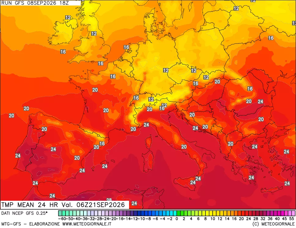 mappa Temperatura media 24 ore