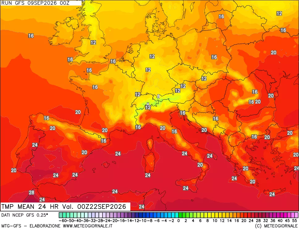 mappa Temperatura media 24 ore