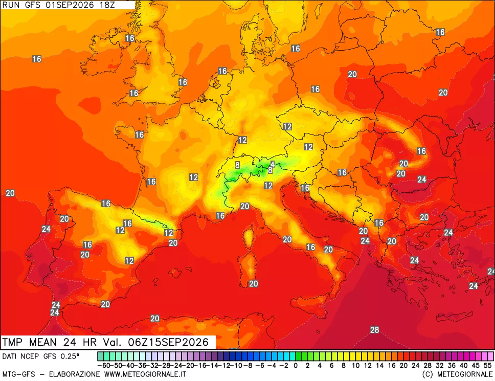 mappa Temperatura media 24 ore