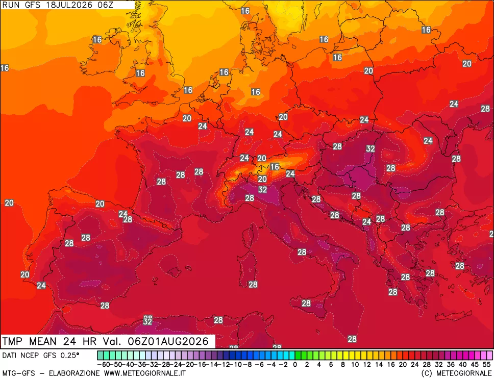 mappa Temperatura media 24 ore