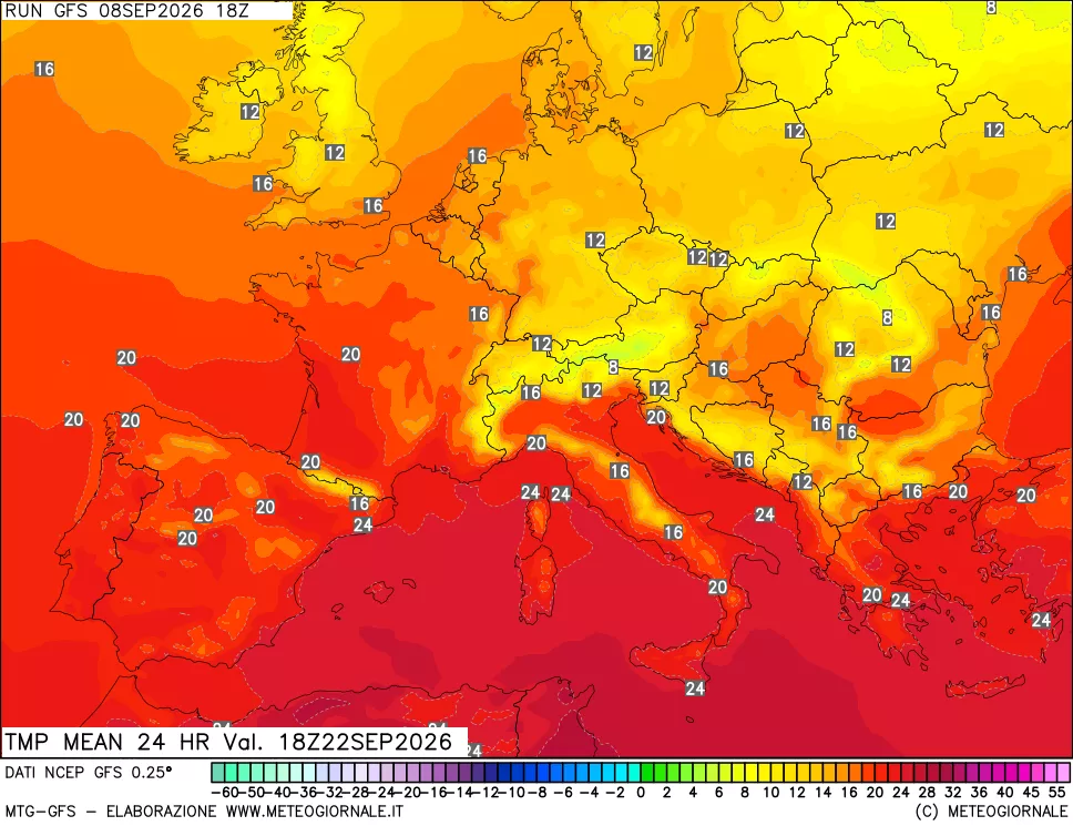 mappa Temperatura media 24 ore