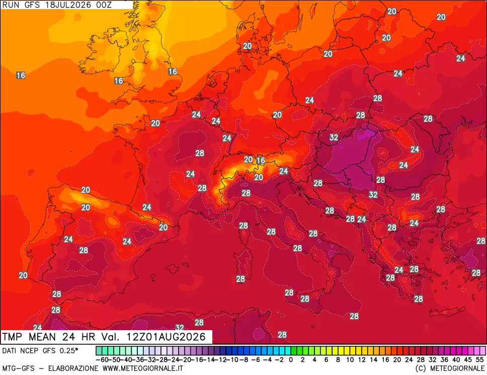 mappa Temperatura media 24 ore