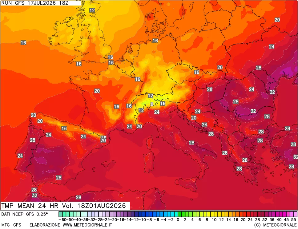 mappa Temperatura media 24 ore