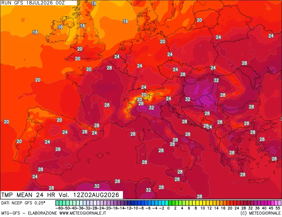 mappa Temperatura media 24 ore