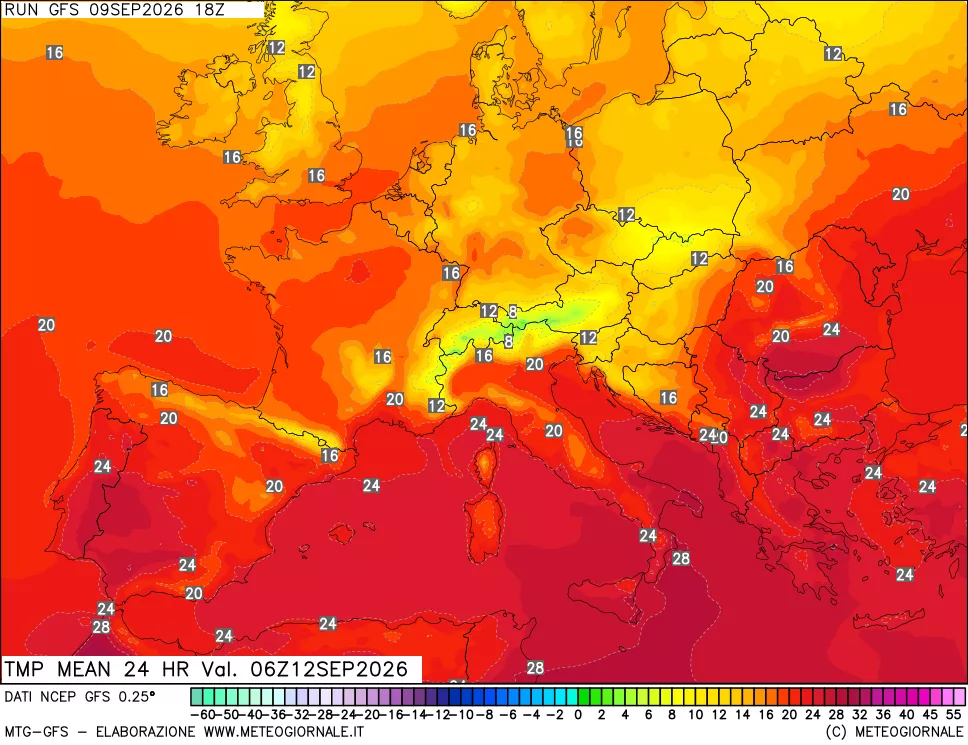 mappa Temperatura media 24 ore