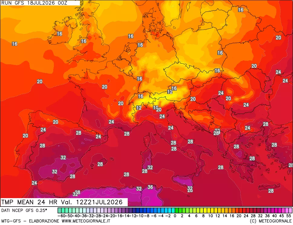 mappa Temperatura media 24 ore