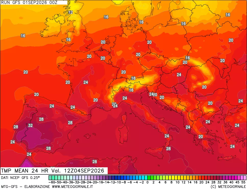 mappa Temperatura media 24 ore