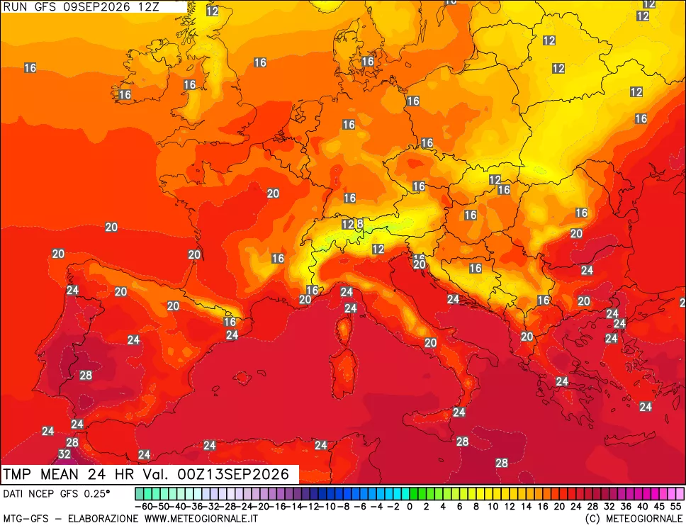 mappa Temperatura media 24 ore