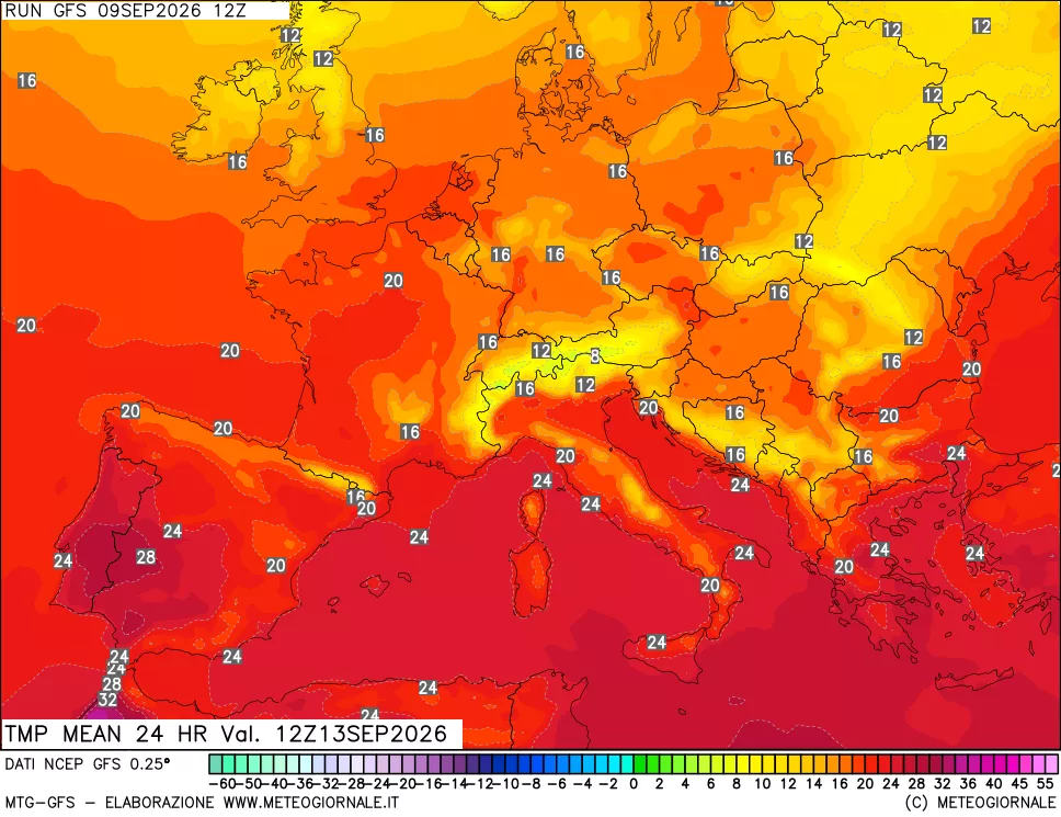 mappa Temperatura media 24 ore